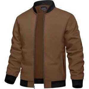 Men's Lightweight Stylish Casual Winter Warm #05 Dark Brown Bomber Jacket Coats